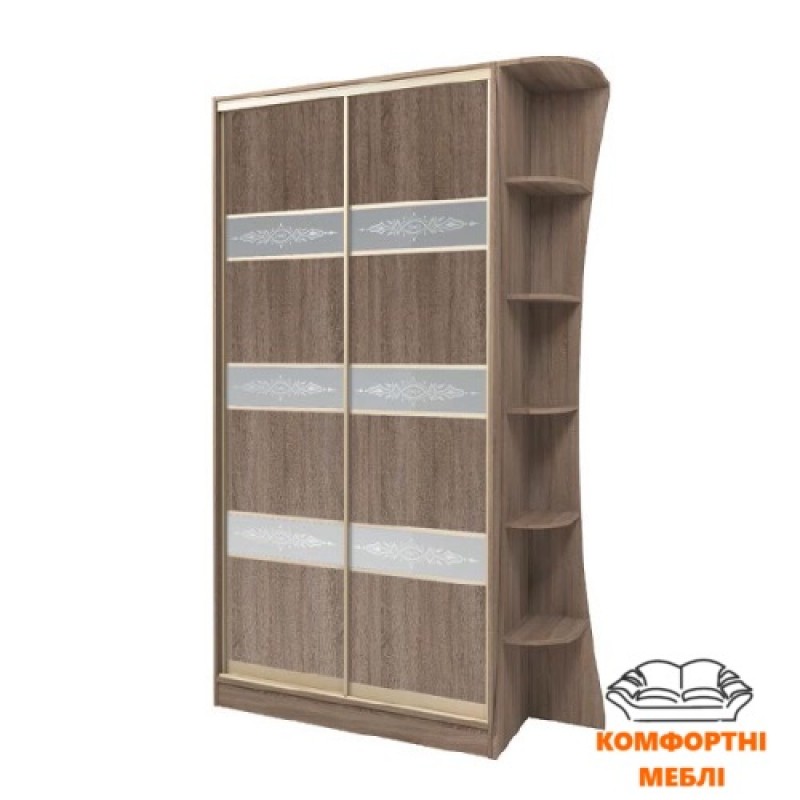 Шафа-купе 1200 2Д ДСП + художнє матування №1-164 Київський Стандарт