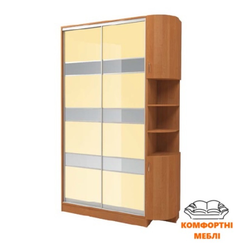 Шафа-купе 1200 2Д скло лакобельваніль + дзеркало срібло Київський Стандарт