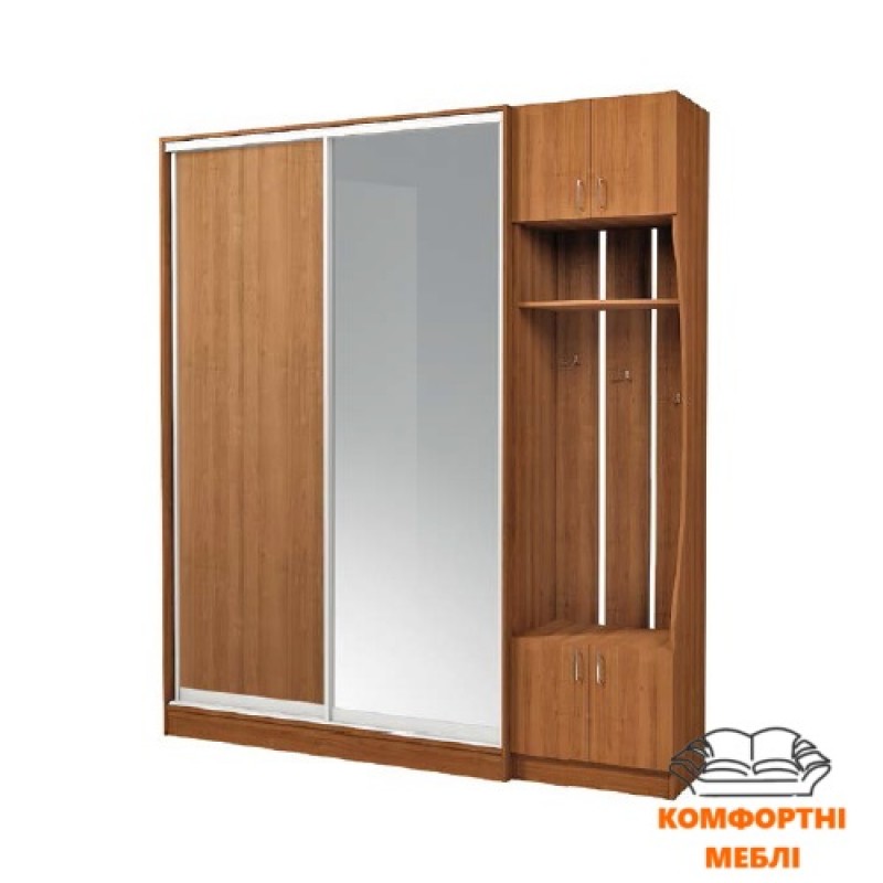 Шафа-купе 1300 2Д ДСП + дзеркало срібло Київський Стандарт