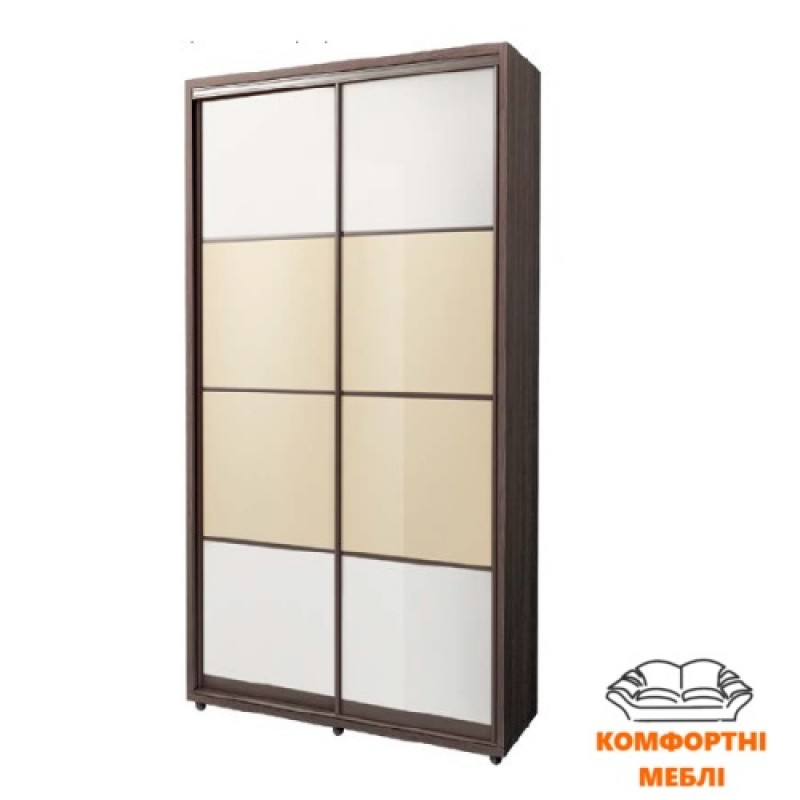 Шафа-купе 1600 2Д скло лакобельбіла+ скло лакобель ваніль Київський Стандарт