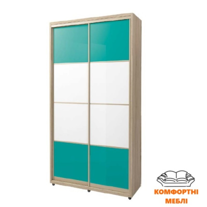 Шафа-купе 1600 2Д скло лакобельбірюза+ скло лакобель біла Київський Стандарт