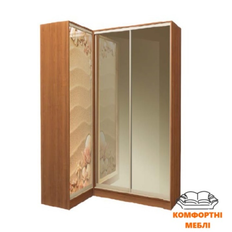Шафа-купе 1200 + 1500 (кутова) фотодрук №1357+ дзеркало бронза Київський Стандарт
