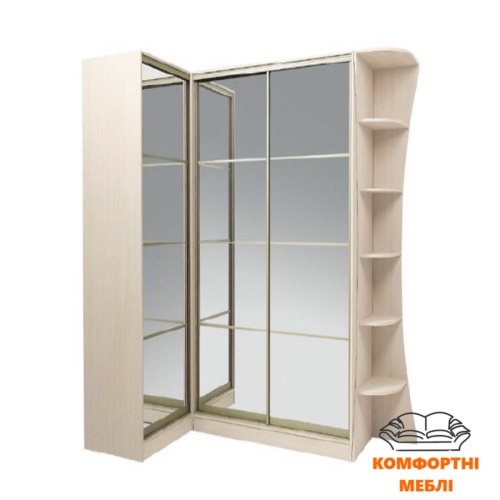 Шафа-купе кутова 1200*2100 (1200+1500) дзеркало "срібло" Київський Стандарт