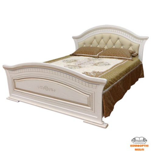 Ліжко 2-сп (1.6) з м'яким бильцем (б/матраца і каркаса) НІКОЛЬ (патина) Світ Меблів