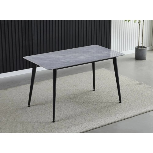 Стіл обідній SABA CERAMIC 130*70 сірий глянець / чорний каркас Intarsio