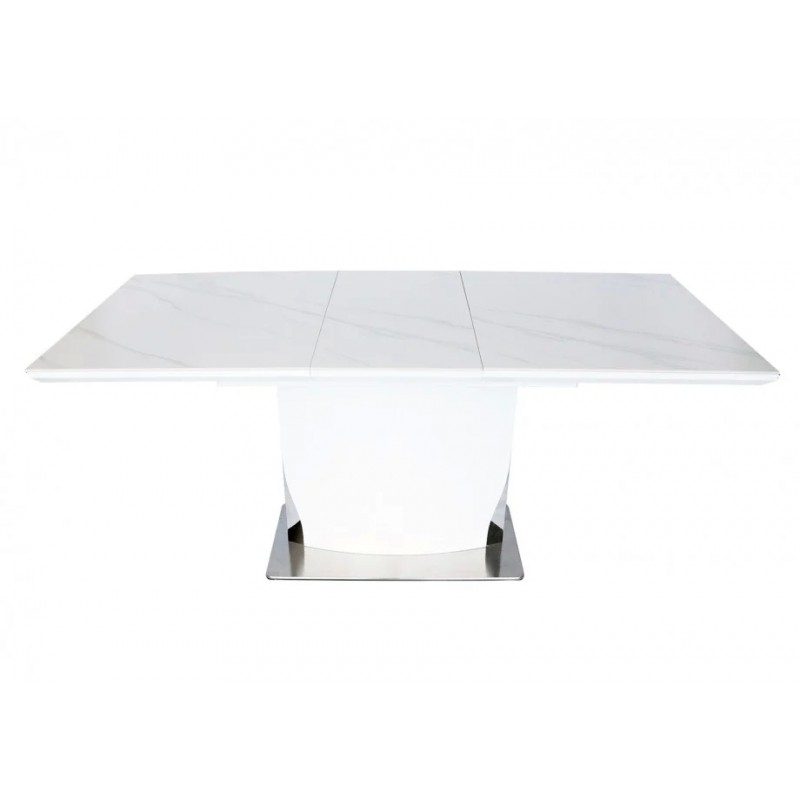 Стіл DETROIT CERAMIC білий ефект мармуру / білий глянець 160(200)X90 Intarsio