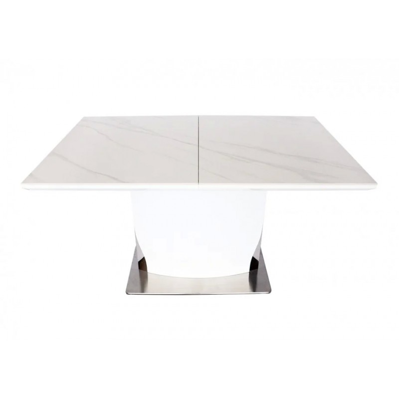 Стіл DETROIT CERAMIC білий ефект мармуру / білий глянець 160(200)X90 Intarsio