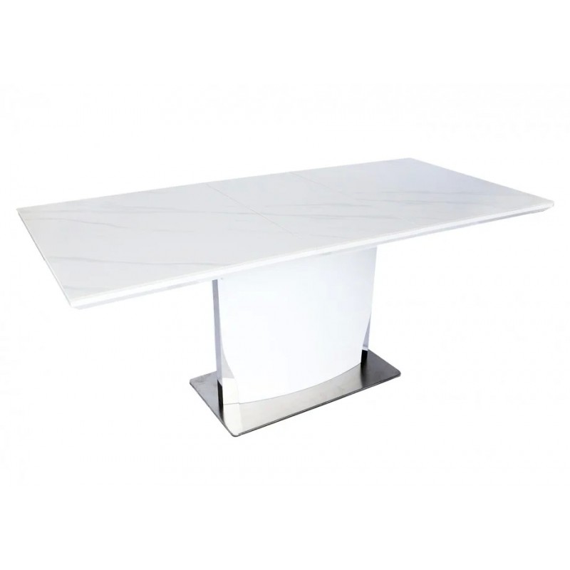 Стіл DETROIT CERAMIC білий ефект мармуру / білий глянець 160(200)X90 Intarsio