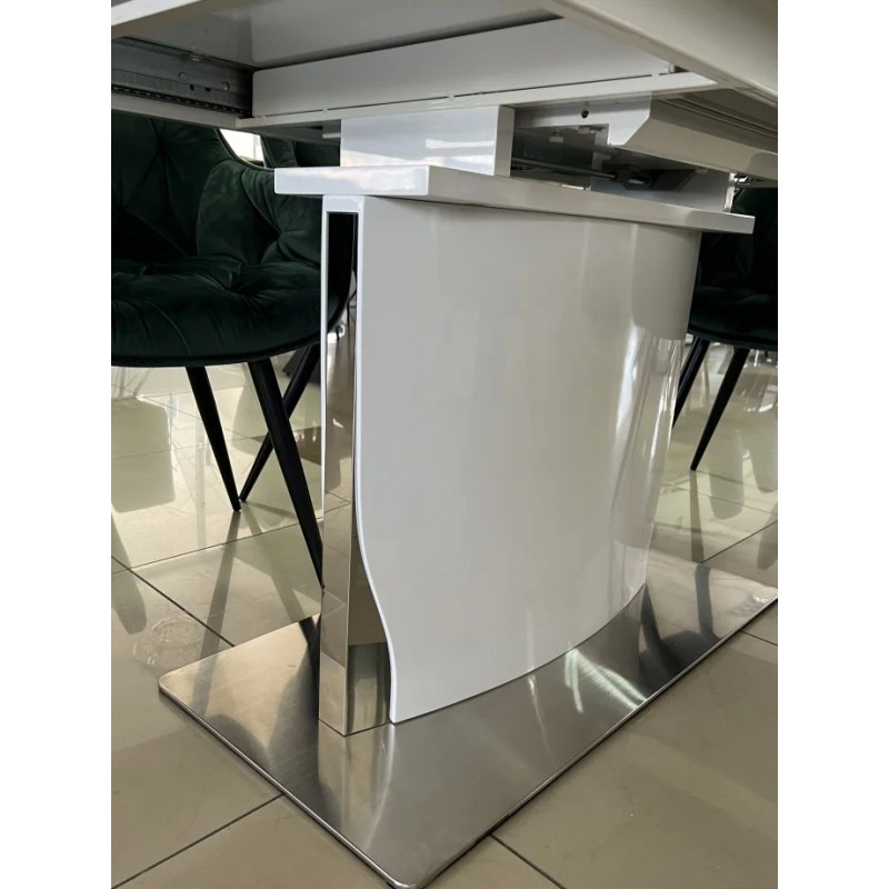 Стіл DETROIT CERAMIC білий ефект мармуру / білий глянець 160(200)X90 Intarsio