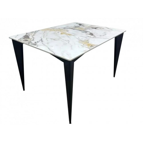 Стіл NORMAN CERAMIC 120*90 gold Phoenix глянець / Чорний каркас Intarsio