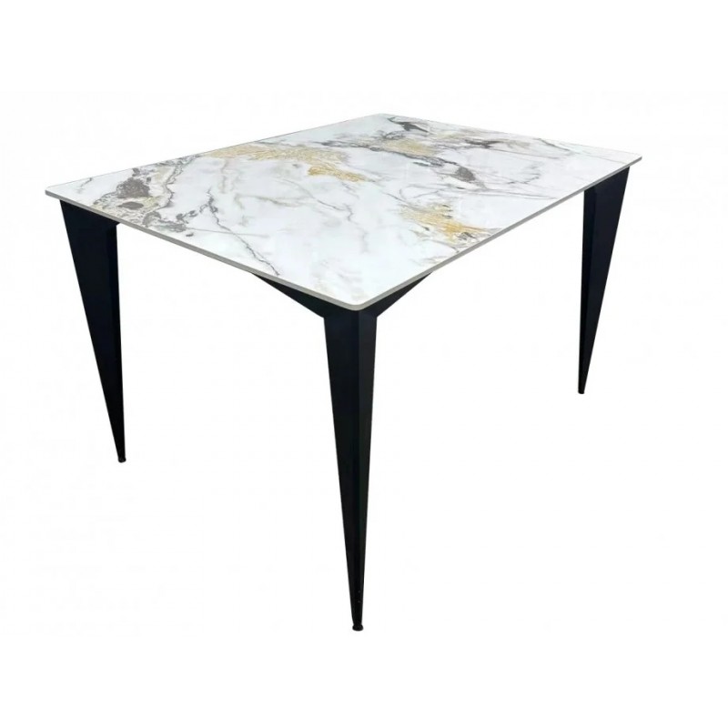 Стіл NORMAN CERAMIC 120*90 gold Phoenix глянець / Чорний каркас Intarsio