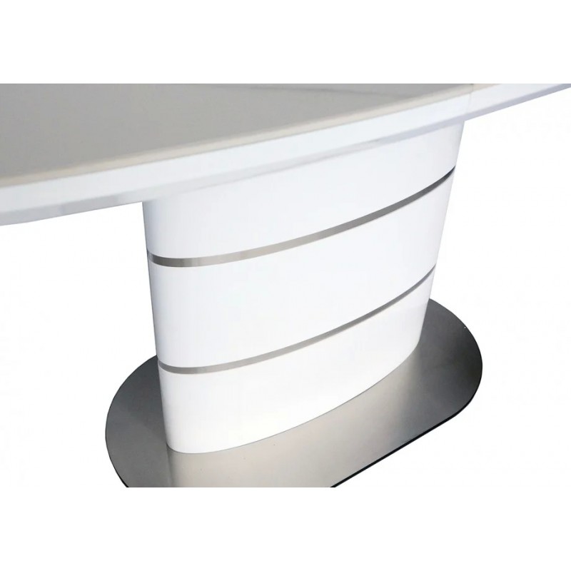 Стіл SANREMO CERAMIC білий ефект мармуру / білий глянець 160(200)X90 Intarsio