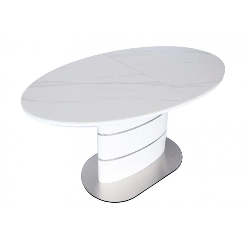 Стіл SANREMO CERAMIC білий ефект мармуру / білий глянець 160(200)X90 Intarsio