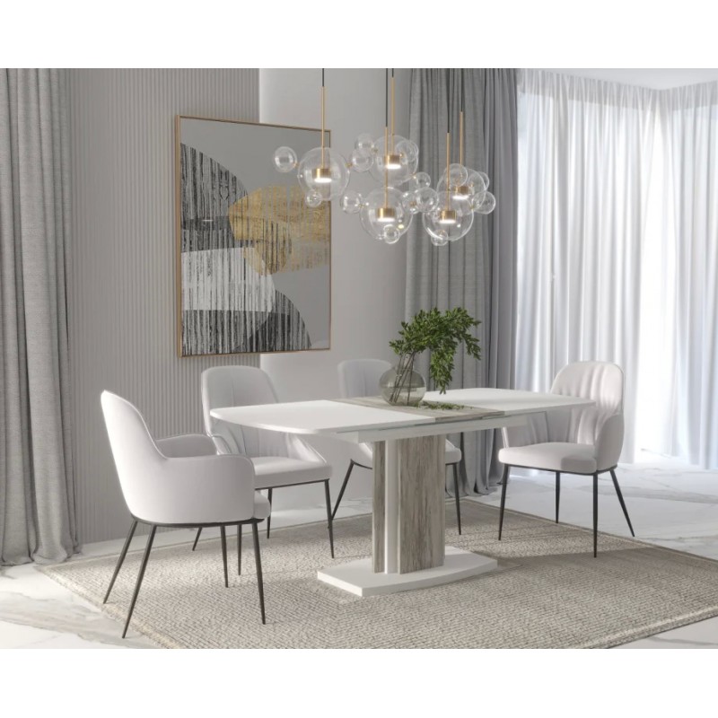 Стіл кухонний розкладний FENIX AB Артвуд темний/Білий діамант 140(180)х80 Intarsio