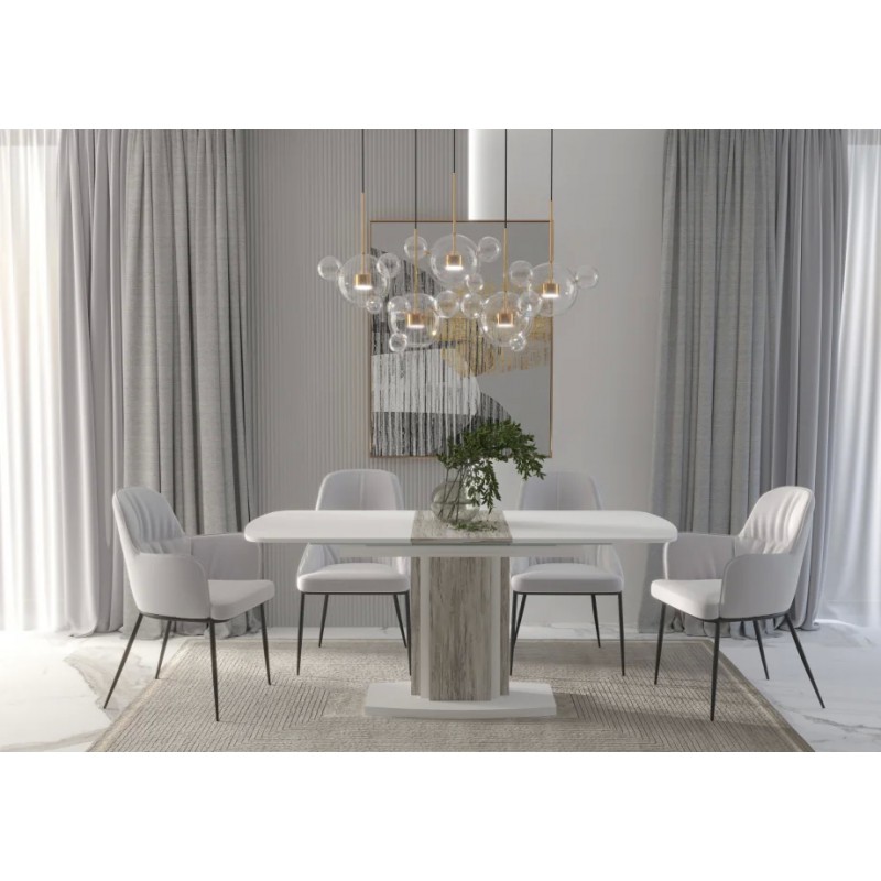 Стіл кухонний розкладний FENIX AB Артвуд темний/Білий діамант 140(180)х80 Intarsio