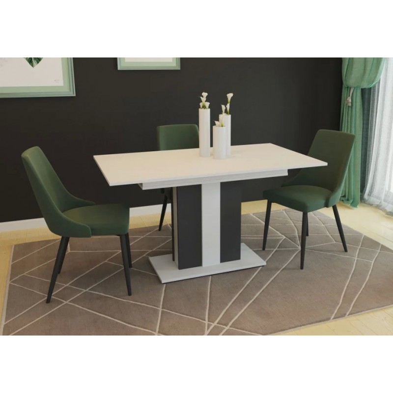 Стіл обідній Clasic 140(180)x80 Біла Аляска / Антрацит Intarsio