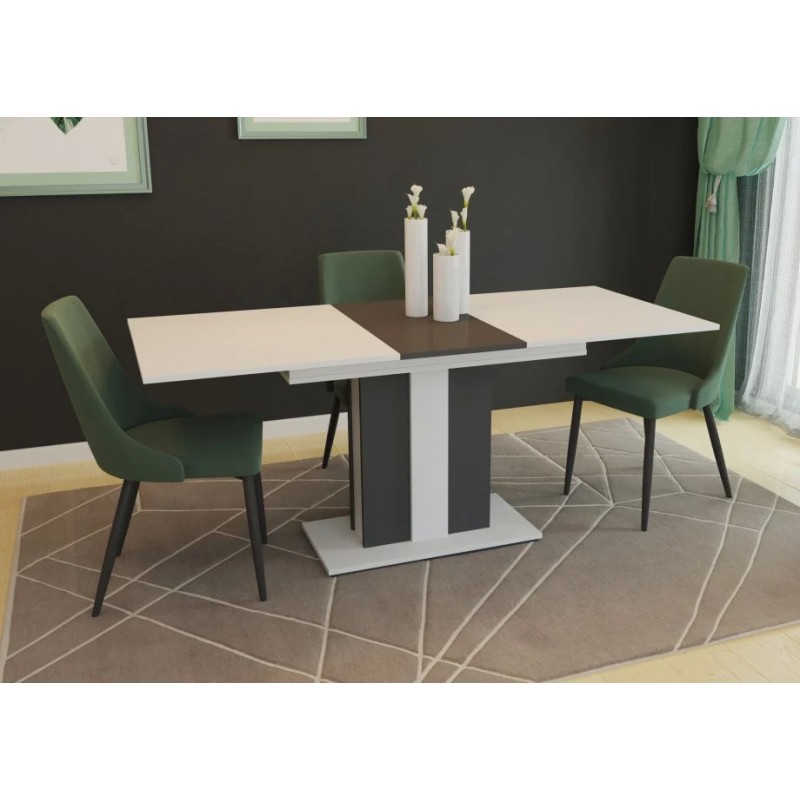 Стіл обідній Clasic 140(180)x80 Біла Аляска / Антрацит Intarsio