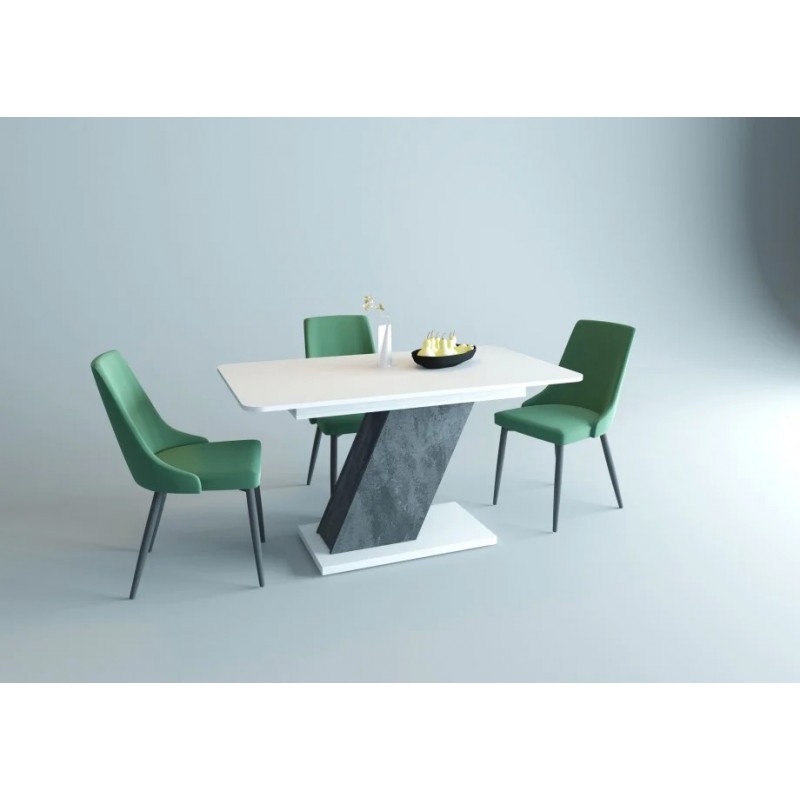 Стіл обідній Rio 140(180)x80 Біла Аляска РЕ / Вугільний камінь Intarsio