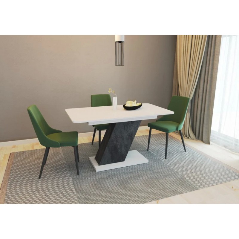 Стіл обідній Rio 140(180)x80 Біла Аляска РЕ / Вугільний камінь Intarsio