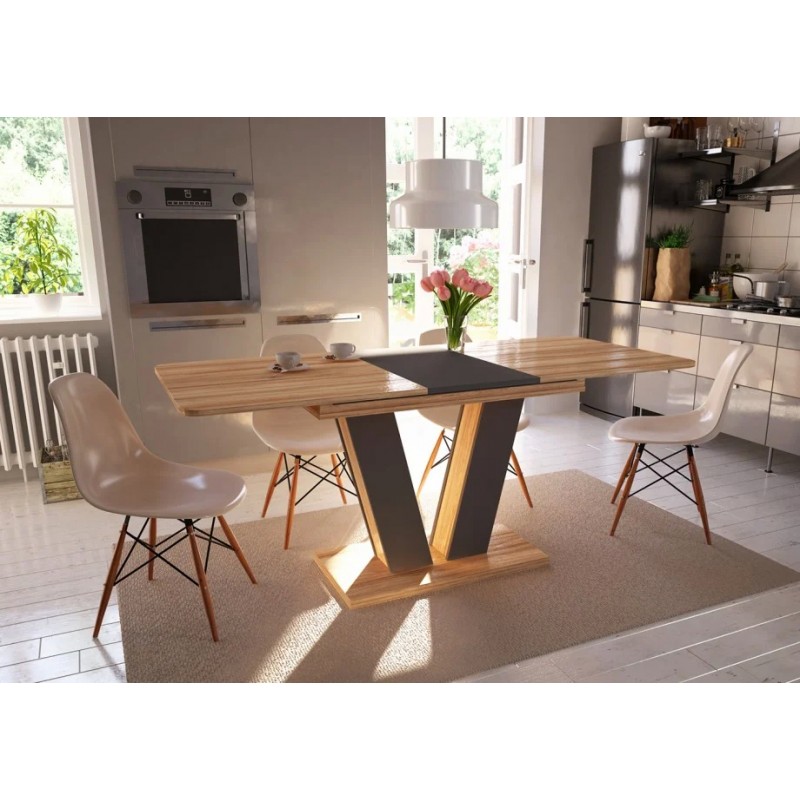 Стіл обідній Torino 140(180)x80 Блеквуд Ячмінний / Графіт Intarsio