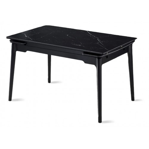 Стіл обідній розкладний BONN CERAMIC 130(180)*80 чорний мат/чорний каркас Intarsio
