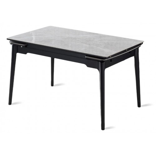 Стіл обідній розкладний BONN CERAMIC 130(180)*80 сірий глянець/чорний каркас Intarsio