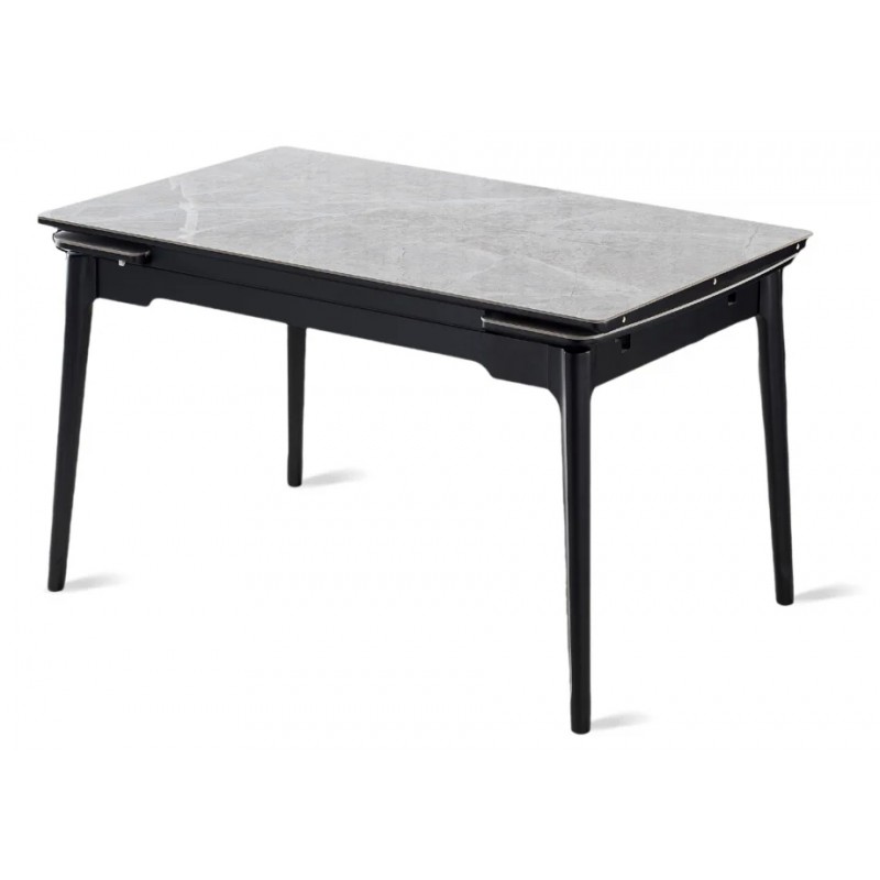 Стіл обідній розкладний BONN CERAMIC 130(180)*80 сірий глянець/чорний каркас Intarsio