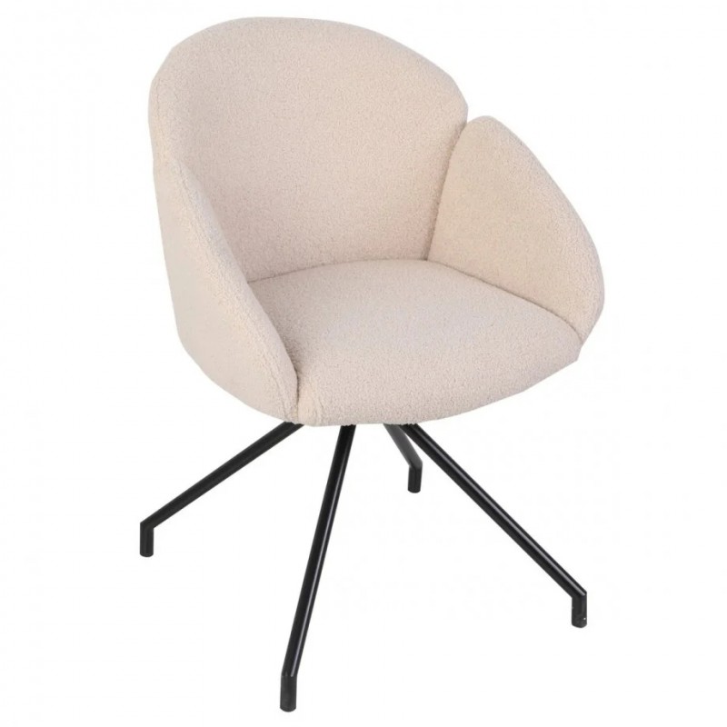 Стілець кухонний LINDA Чорний каркас / Кремовий Teddy букле оберт 180° Intarsio