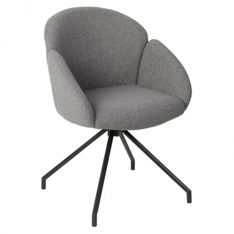 Стілець кухонний оберт 180° LINDA Чорний каркас / Сірий Teddy букле Intarsio