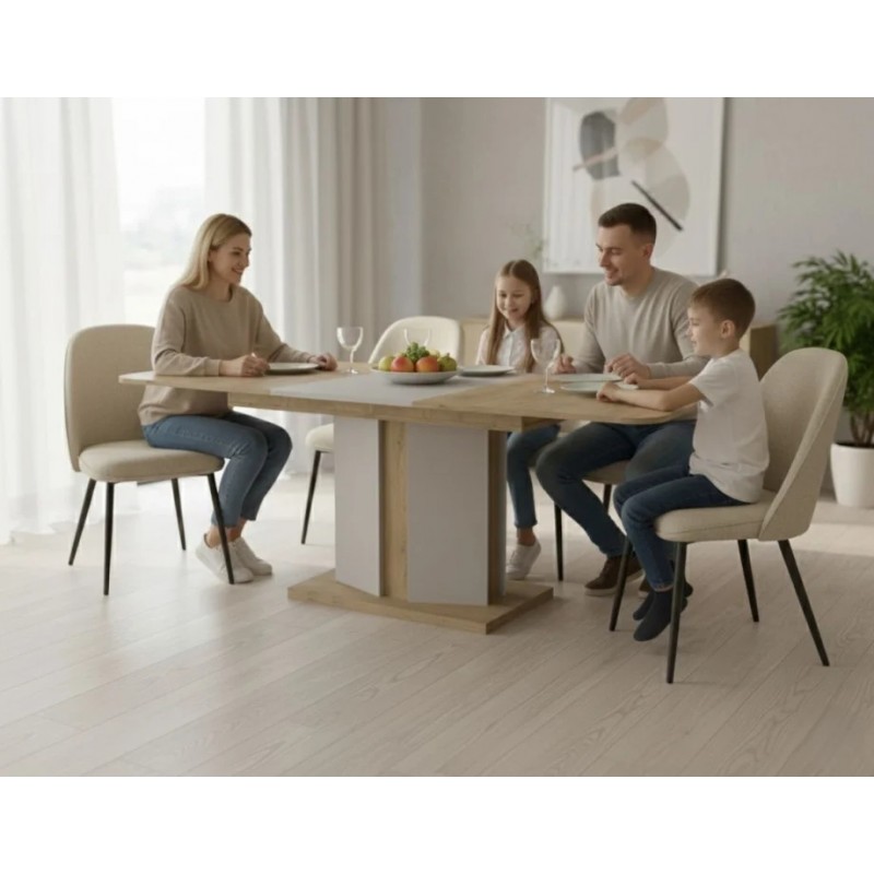 Обідній стіл розкладний CRYSTAL D/K MAX 160(190-220)х90 дуб кремона торро/кашемір Intarsio