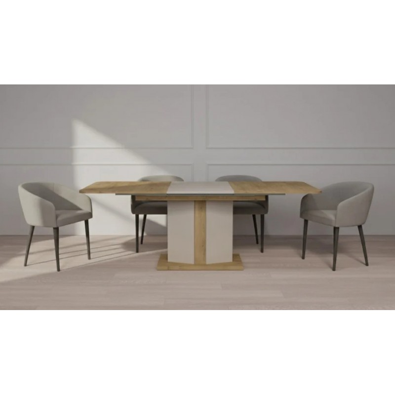 Обідній стіл розкладний CRYSTAL D/K MAX 160(190-220)х90 дуб кремона торро/кашемір Intarsio