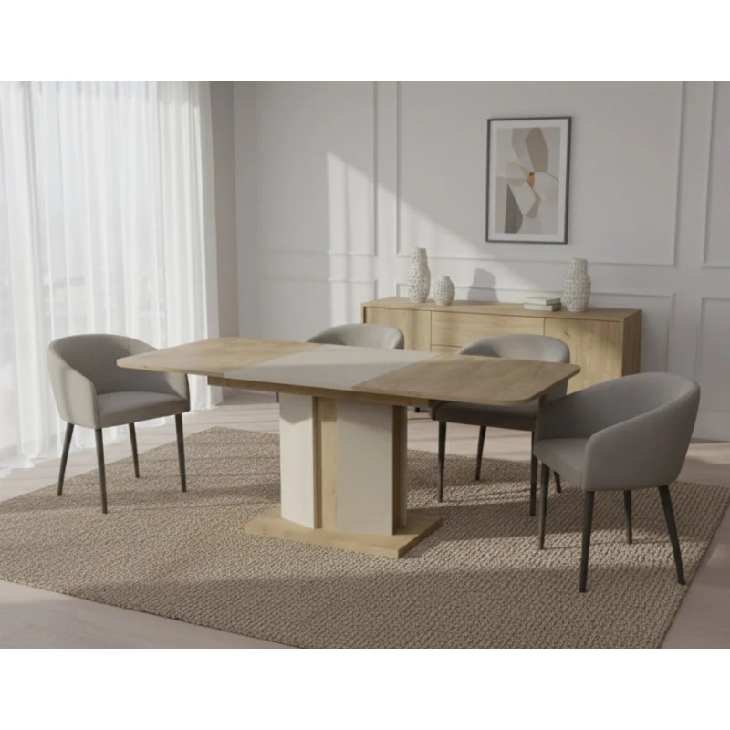 Обідній стіл розкладний CRYSTAL D/S 120(180)х80 дуб кремона котта/стоун бейж Intarsio