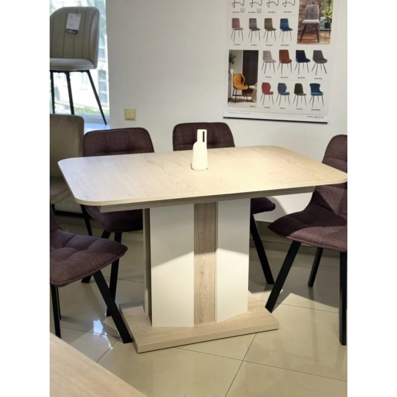 Обідній стіл розкладний CRYSTAL D/S 120(180)х80 дуб кремона котта/стоун бейж Intarsio