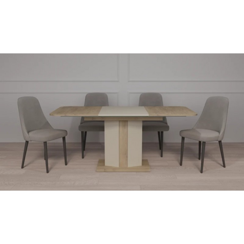 Обідній стіл розкладний CRYSTAL D/S 120(180)х80 дуб кремона котта/стоун бейж Intarsio