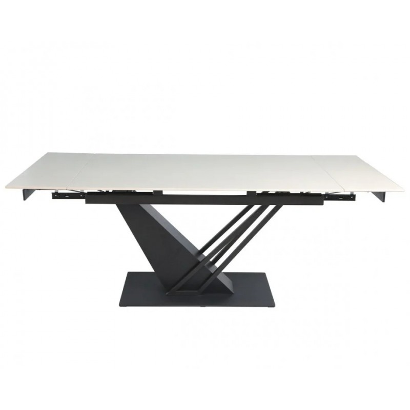 Стіл FERNANDO CERAMIC 140(200)*90 бежевий/чорний Intarsio