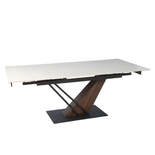 Стіл FERNANDO CERAMIC 140(200)*90 бежевий/темний горіх Intarsio