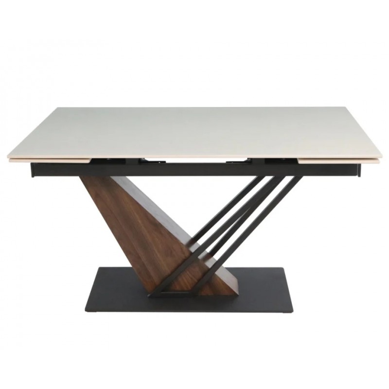 Стіл FERNANDO CERAMIC 140(200)*90 бежевий/темний горіх Intarsio