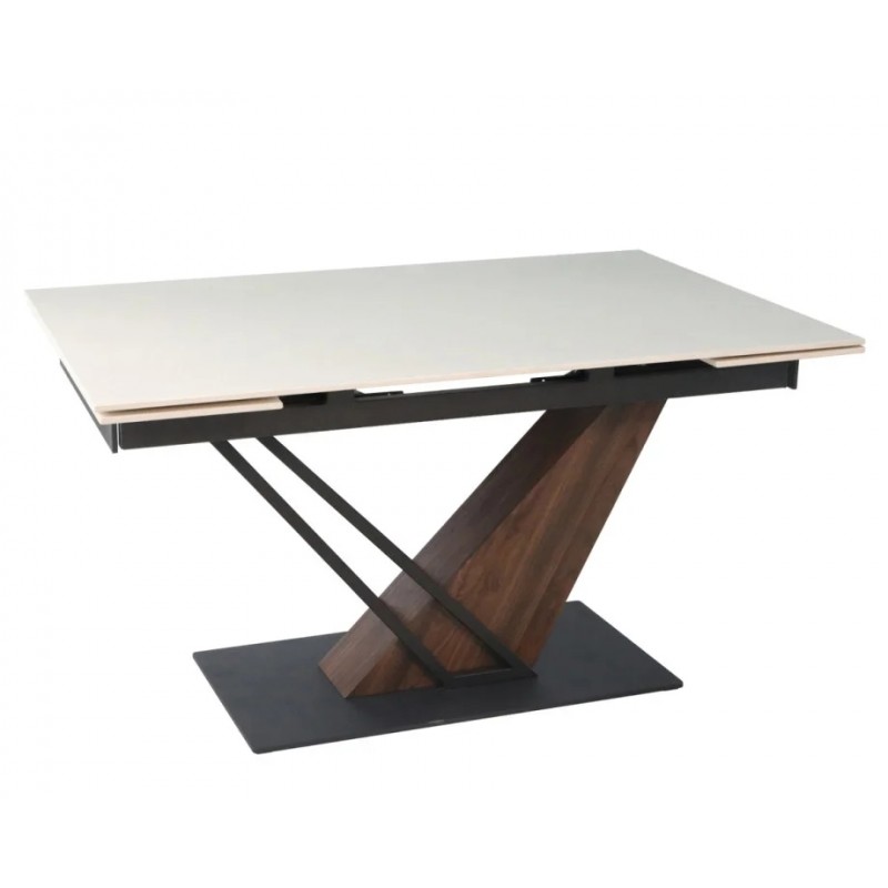Стіл FERNANDO CERAMIC 140(200)*90 бежевий/темний горіх Intarsio