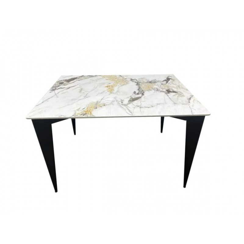 Стіл NORMAN CERAMIC 120*90 gold Phoenix глянець / Чорний каркас Intarsio