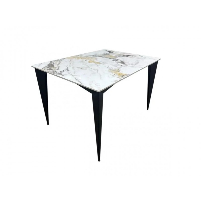 Стіл NORMAN CERAMIC 120*90 gold Phoenix глянець / Чорний каркас Intarsio