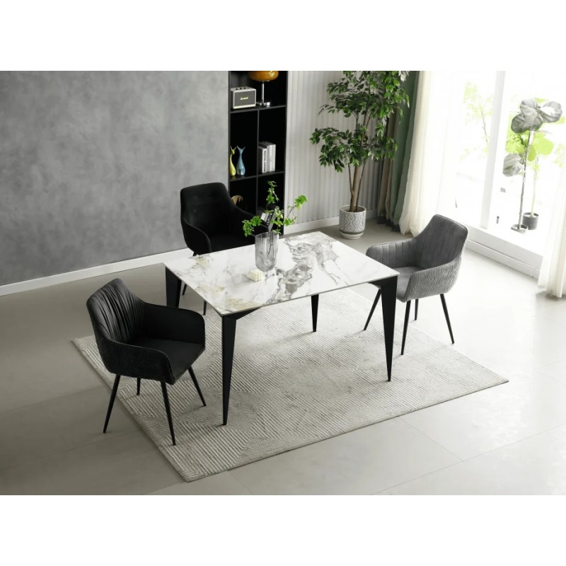 Стіл NORMAN CERAMIC 120*90 gold Phoenix глянець / Чорний каркас Intarsio