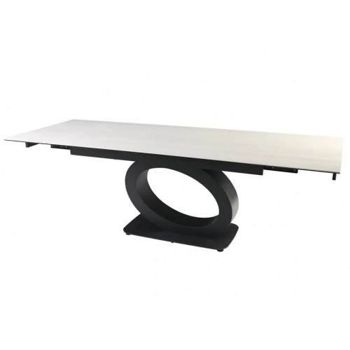 Стіл OVIDIO CERAMIC 160(240)*90 білий дуб/чорний каркас Intarsio