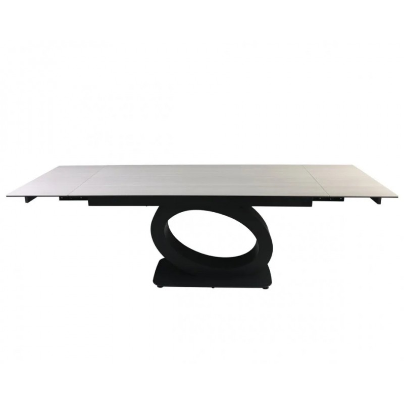 Стіл OVIDIO CERAMIC 160(240)*90 білий дуб/чорний каркас Intarsio