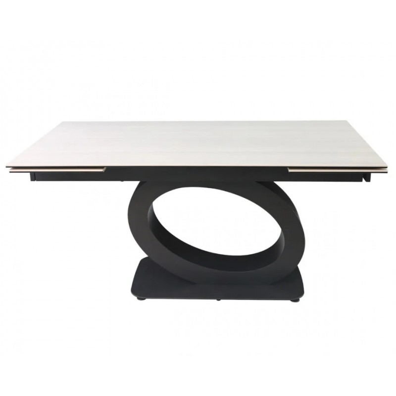 Стіл OVIDIO CERAMIC 160(240)*90 білий дуб/чорний каркас Intarsio