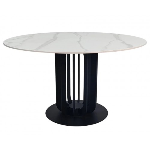 Стіл обідній OLYMPIA CERAMIC стіл білий мат/чорний д,130 Intarsio