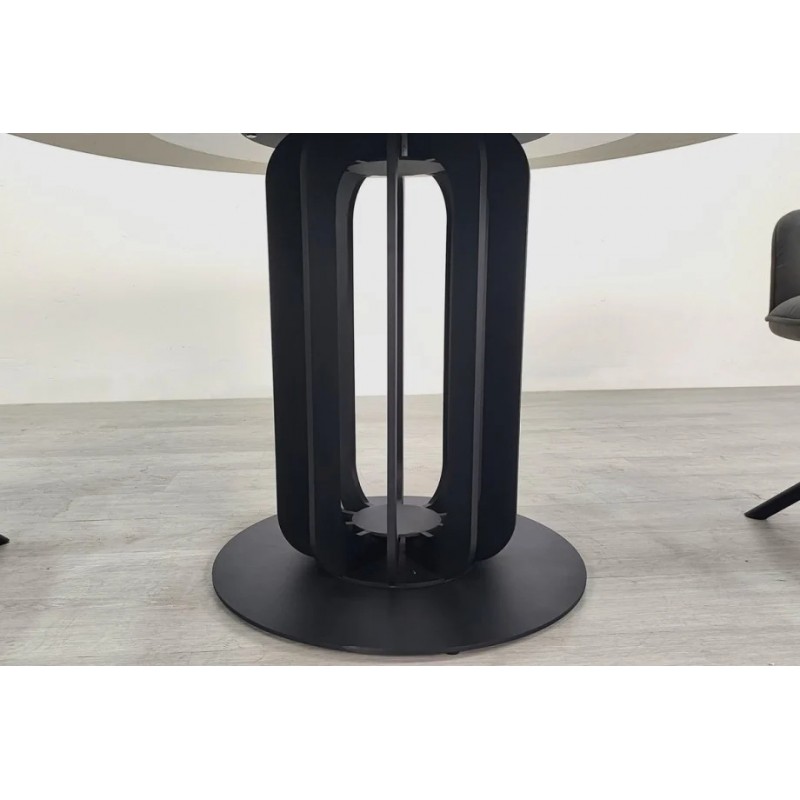 Стіл обідній OLYMPIA CERAMIC стіл білий мат/чорний д,130 Intarsio