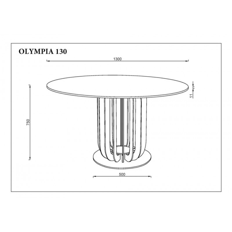 Стіл обідній OLYMPIA CERAMIC стіл білий мат/чорний д,130 Intarsio
