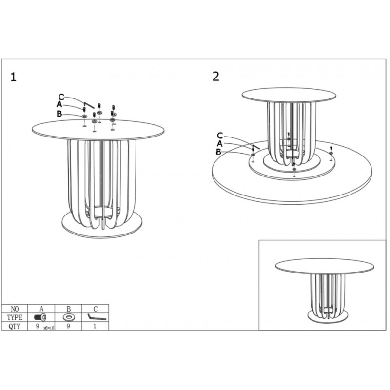 Стіл обідній OLYMPIA CERAMIC стіл білий мат/чорний д,130 Intarsio