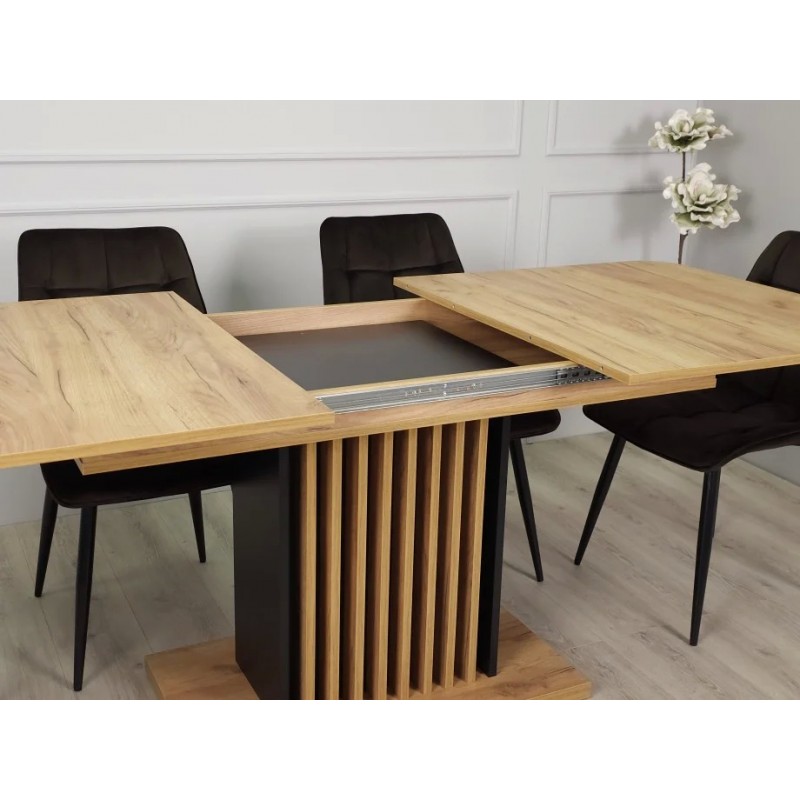Стіл обідній рокладний TREND D-C MAX 160(210)x90 Дуб крафт золотий / Чорний Intarsio