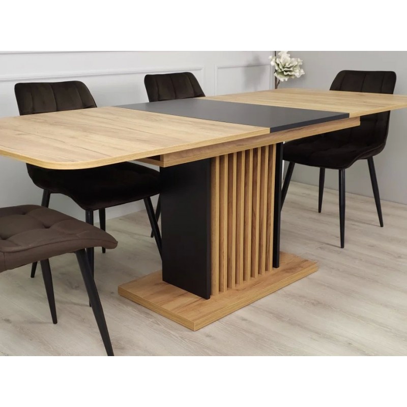 Стіл обідній рокладний TREND D-C MAX 160(210)x90 Дуб крафт золотий / Чорний Intarsio